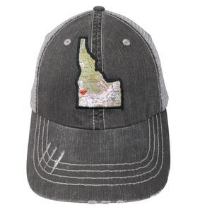 Idaho State Map Strapback Mesh Back Trucker Hat Gray One Size 6 Panel HG